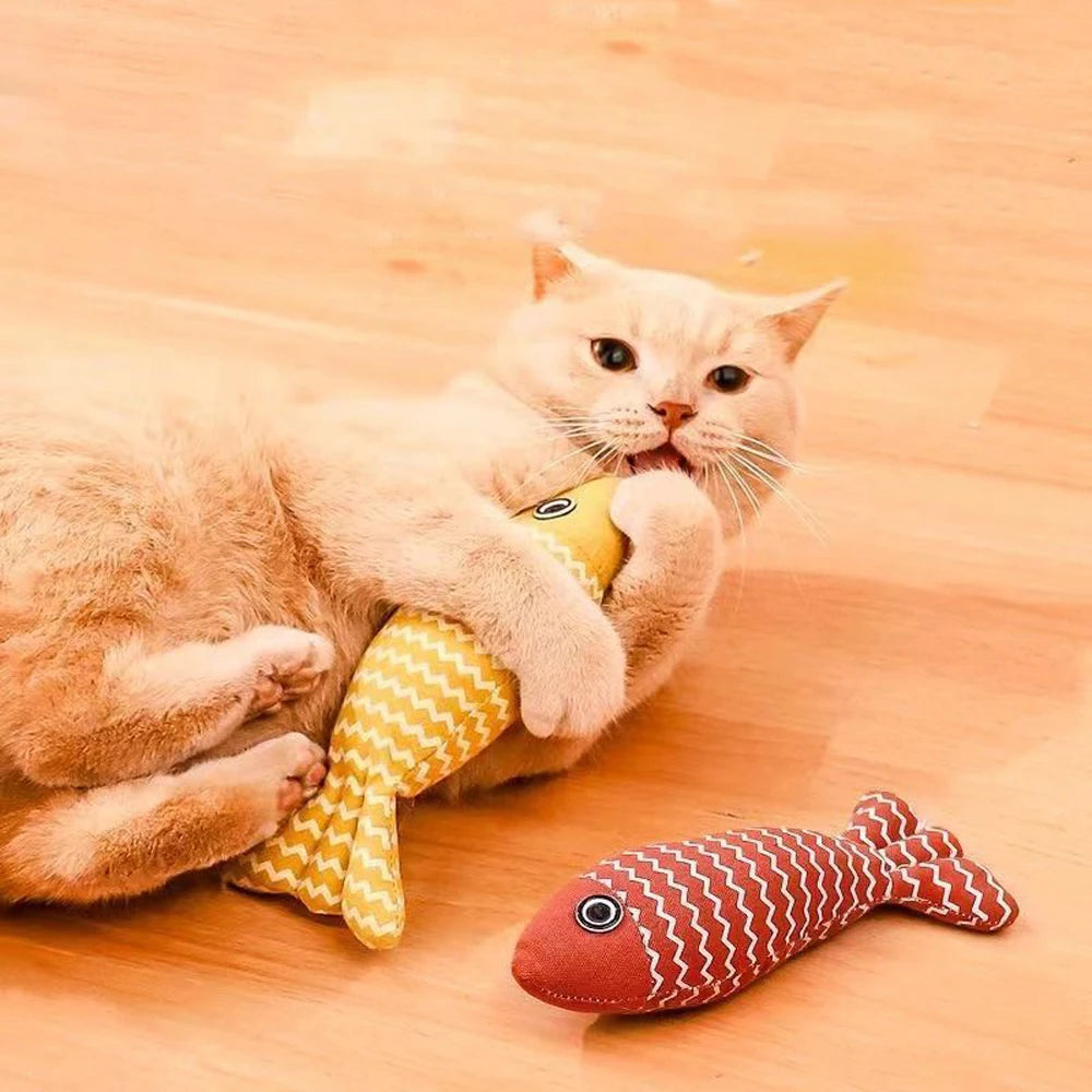 Cat Toys Linen Fish Pillows Self-hi Cat Mint Doll - PeticaDeals