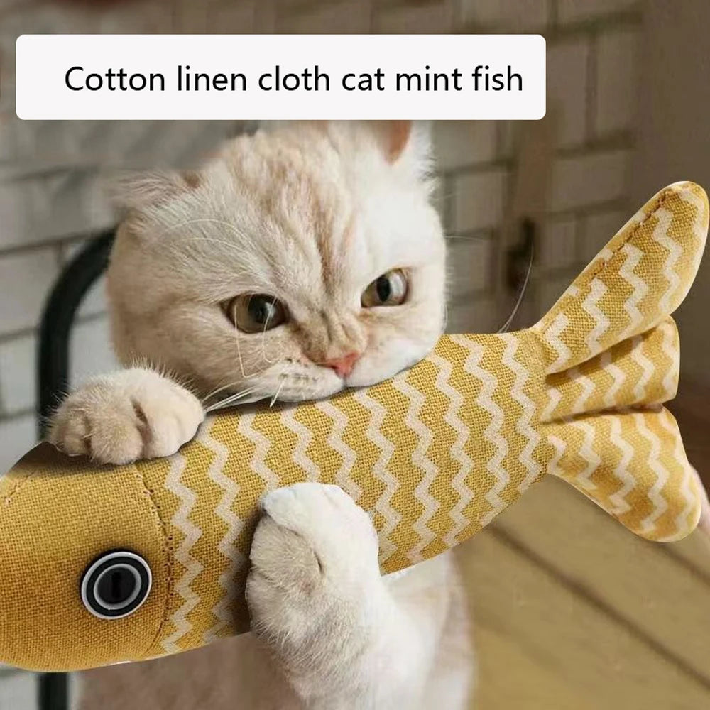 Cat Toys Linen Fish Pillows Self-hi Cat Mint Doll - PeticaDeals