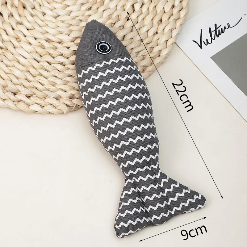 Cat Toys Linen Fish Pillows Self-hi Cat Mint Doll - PeticaDeals