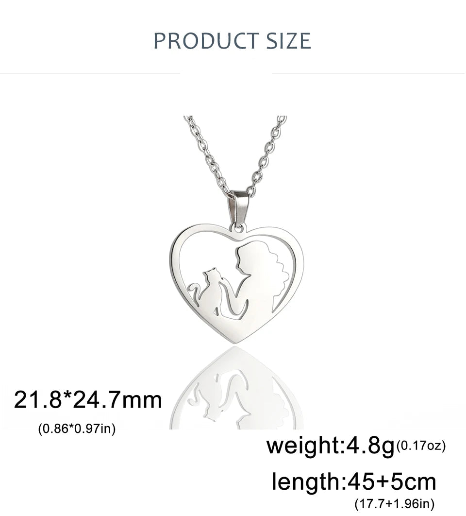 Cat and Hostess Pendant Necklaces for Women Stainless Steel Choker Fashion Jewelry - PeticaDeals
