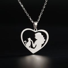Cat and Hostess Pendant Necklaces for Women Stainless Steel Choker Fashion Jewelry - PeticaDeals