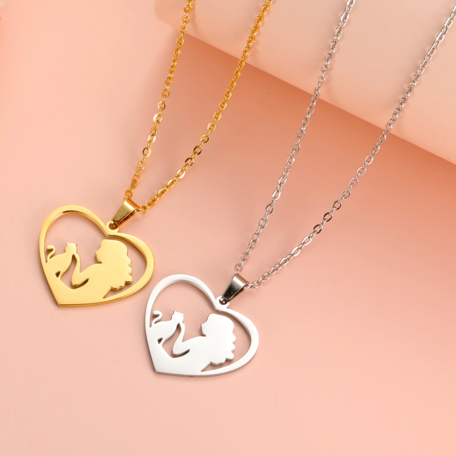 Cat and Hostess Pendant Necklaces for Women Stainless Steel Choker Fashion Jewelry - PeticaDeals