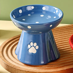 Ceramic Cat Bowl Cute Large Capacity Pet High Foot Bowl Anti Tipping Non-slip Pet Drinking Feeder Kitten Puppy - PeticaDeals