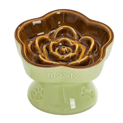 Ceramic Cat Slow Food Bowl Flower Shape Anti Slip Cute for Cats Kitten Small Dogs - PeticaDeals