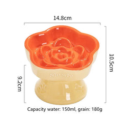 Ceramic Cat Slow Food Bowl Flower Shape Anti Slip Cute for Cats Kitten Small Dogs - PeticaDeals