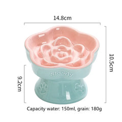 Ceramic Cat Slow Food Bowl Flower Shape Anti Slip Cute for Cats Kitten Small Dogs - PeticaDeals