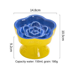 Ceramic Cat Slow Food Bowl Flower Shape Anti Slip Cute for Cats Kitten Small Dogs - PeticaDeals