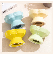 Ceramic Cat Slow Food Bowl Flower Shape Anti Slip Cute for Cats Kitten Small Dogs - PeticaDeals