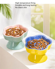 Ceramic Cat Slow Food Bowl Flower Shape Anti Slip Cute for Cats Kitten Small Dogs - PeticaDeals
