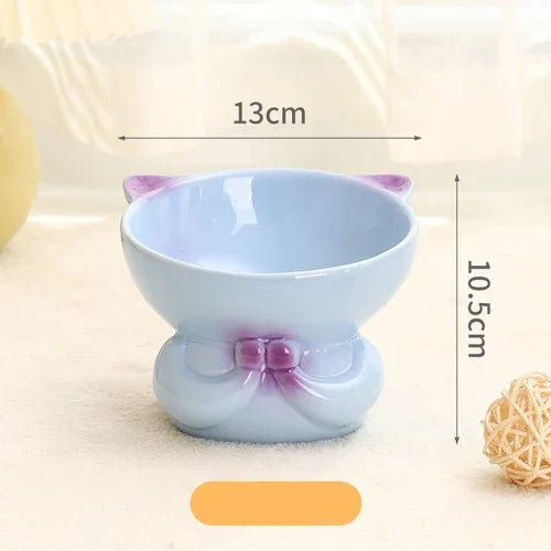 Ceramic Protection Lovely Fishtail Shaped Drinking Water Foodstuff Dog And Cat Bowl High Feet Tableware - PeticaDeals