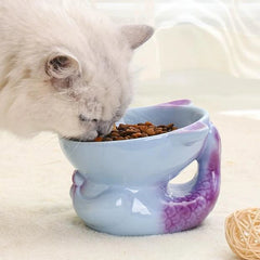 Ceramic Protection Lovely Fishtail Shaped Drinking Water Foodstuff Dog And Cat Bowl High Feet Tableware - PeticaDeals