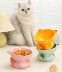 Ceramic Protection Lovely Fishtail Shaped Drinking Water Foodstuff Dog And Cat Bowl High Feet Tableware - PeticaDeals