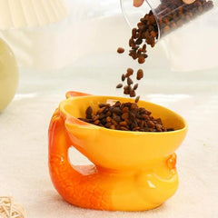 Ceramic Protection Lovely Fishtail Shaped Drinking Water Foodstuff Dog And Cat Bowl High Feet Tableware - PeticaDeals