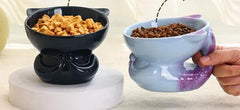 Ceramic Protection Lovely Fishtail Shaped Drinking Water Foodstuff Dog And Cat Bowl High Feet Tableware - PeticaDeals