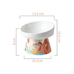 Chinese Style Cat Bowl Ceramic Pet Food Water Feeders Elevated Cats Drinking Eating - PeticaDeals