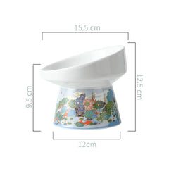 Chinese Style Cat Bowl Ceramic Pet Food Water Feeders Elevated Cats Drinking Eating - PeticaDeals