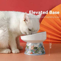 Chinese Style Cat Bowl Ceramic Pet Food Water Feeders Elevated Cats Drinking Eating - PeticaDeals
