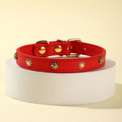 Collar Gold Rivet Designers Leather Pet - PeticaDeals