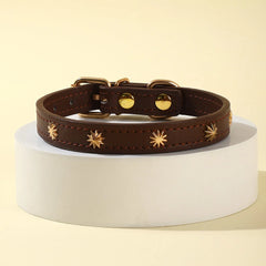 Collar Gold Rivet Designers Leather Pet - PeticaDeals