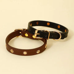 Collar Gold Rivet Designers Leather Pet - PeticaDeals
