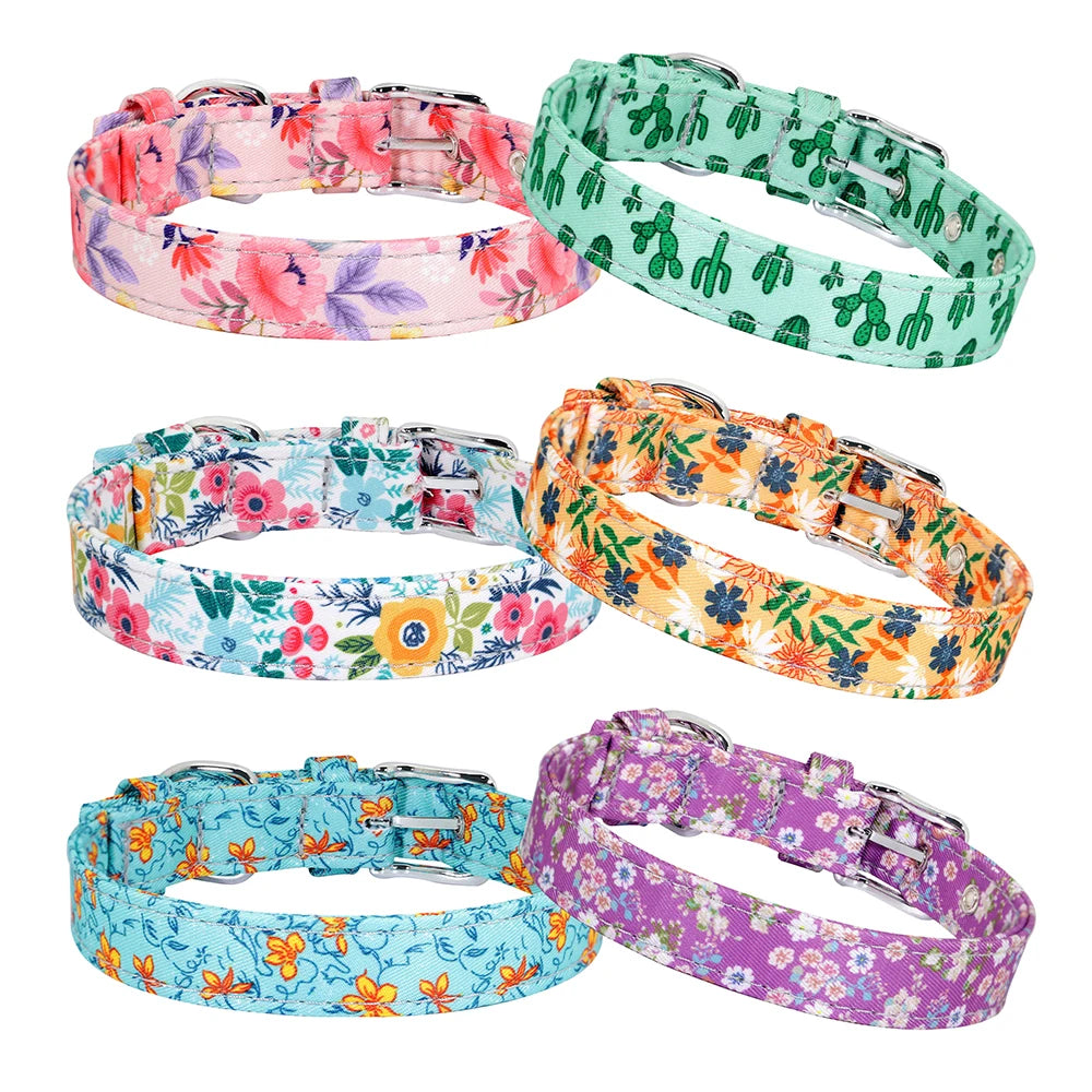Collars Adjustable Print Dog & Cats Collar Floral Printed - PeticaDeals