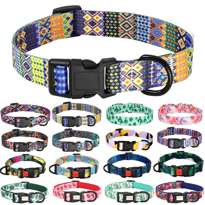 Collars Adjustable Print Dog & Cats Collar Floral Printed - PeticaDeals