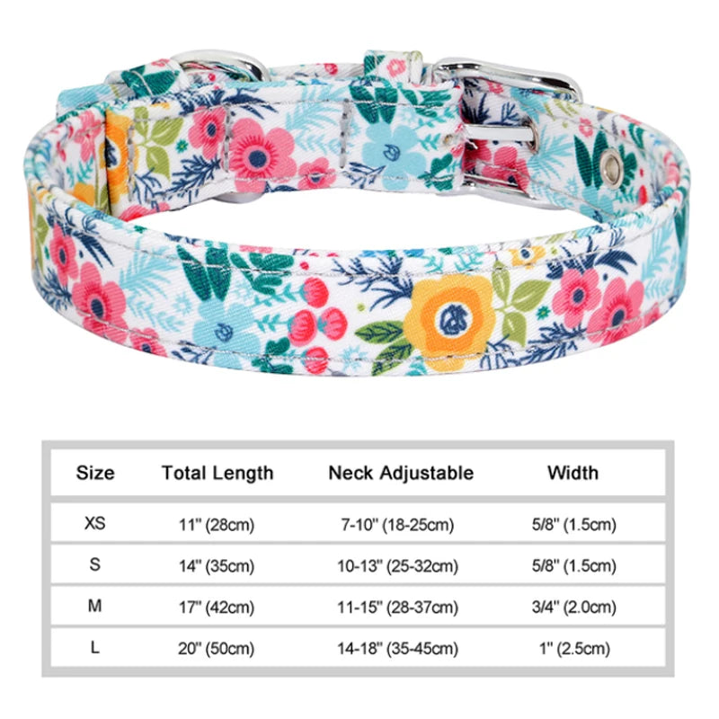 Collars Adjustable Print Dog & Cats Collar Floral Printed - PeticaDeals