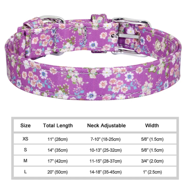 Collars Adjustable Print Dog & Cats Collar Floral Printed - PeticaDeals