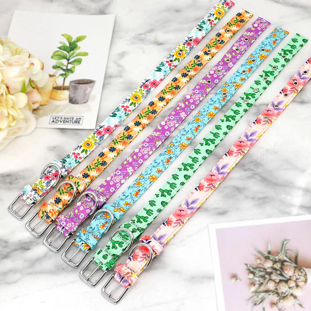 Collars Adjustable Print Dog & Cats Collar Floral Printed - PeticaDeals