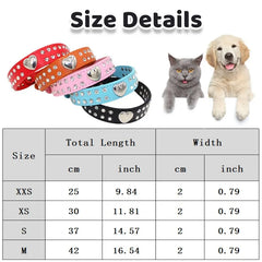 Collars Dog Bling Rhinestone Heart Necklace Adjustable Leather - PeticaDeals
