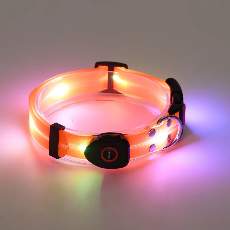 Colorful LED Luminous Collar Rechargeable Luminous Dog Rope Nylon - PeticaDeals