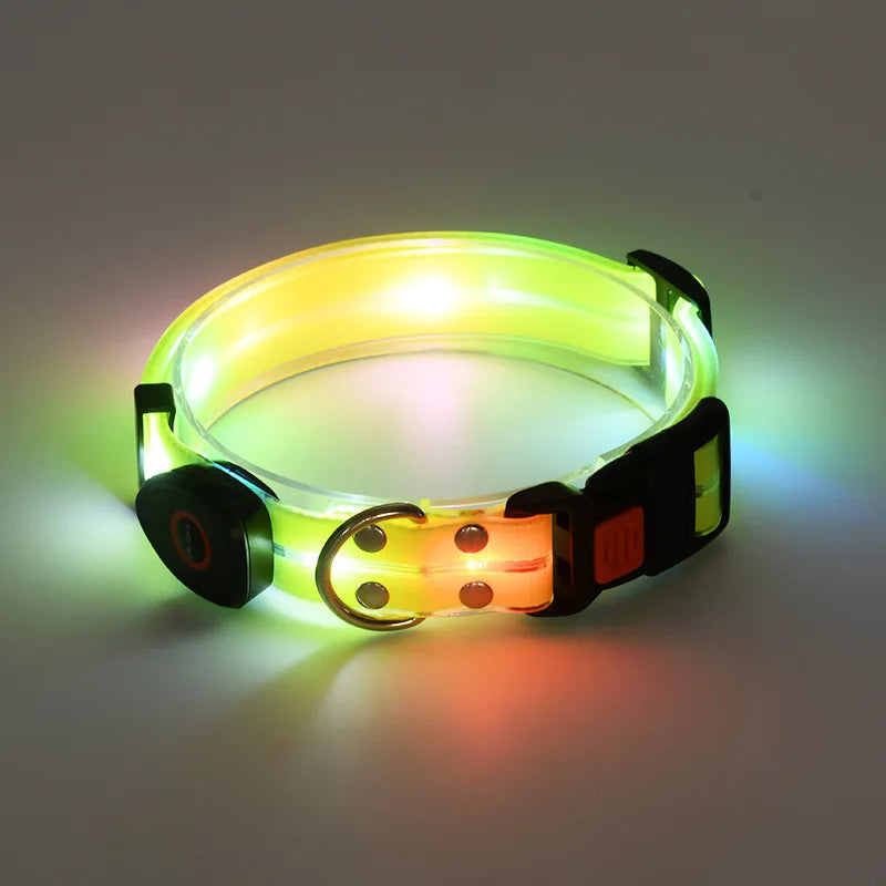 Colorful LED Luminous Collar Rechargeable Luminous Dog Rope Nylon - PeticaDeals