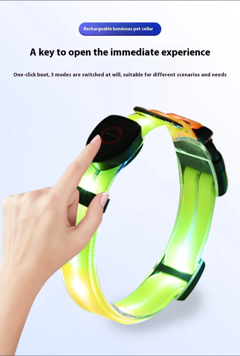 Colorful LED Luminous Collar Rechargeable Luminous Dog Rope Nylon - PeticaDeals