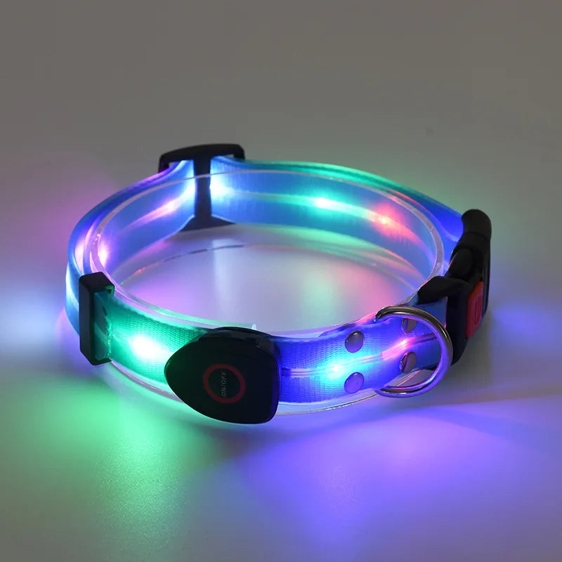 Colorful LED Luminous Collar Rechargeable Luminous Dog Rope Nylon - PeticaDeals