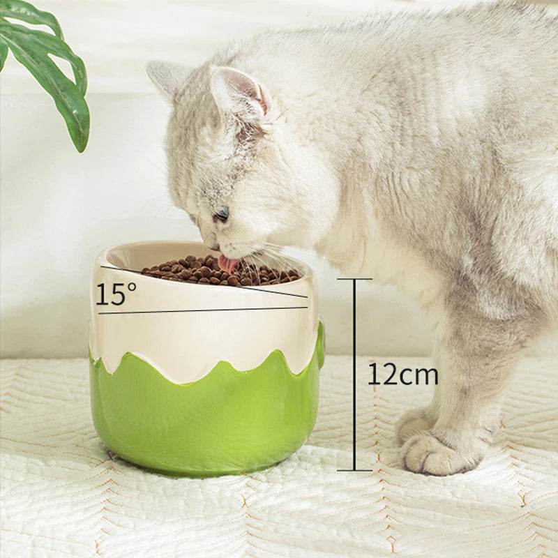 Creative Ceramic Anti-Overturning Food Drinking Water Bowls Cervical Spine Cute Eggshell Pattern Pet Dog and Cat Bowl - PeticaDeals