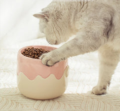 Creative Ceramic Anti-Overturning Food Drinking Water Bowls Cervical Spine Cute Eggshell Pattern Pet Dog and Cat Bowl - PeticaDeals