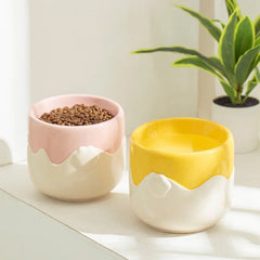 Creative Ceramic Anti-Overturning Food Drinking Water Bowls Cervical Spine Cute Eggshell Pattern Pet Dog and Cat Bowl - PeticaDeals