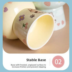 Creative Ceramic Cat Bowl Cute Large Capacity Pet High Foot Bowl Anti Tipping Non-slip Pet Drinking Feeder Kitten Puppy - PeticaDeals