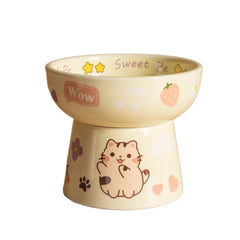 Creative Ceramic Cat Bowl Cute Large Capacity Pet High Foot Bowl Anti Tipping Non-slip Pet Drinking Feeder Kitten Puppy - PeticaDeals