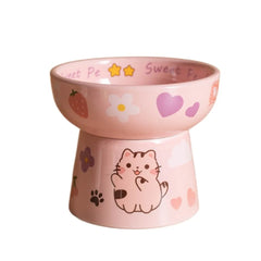 Creative Ceramic Cat Bowl Cute Large Capacity Pet High Foot Bowl Anti Tipping Non-slip Pet Drinking Feeder Kitten Puppy - PeticaDeals