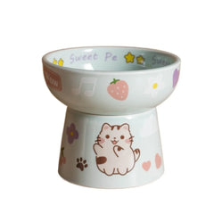 Creative Ceramic Cat Bowl Cute Large Capacity Pet High Foot Bowl Anti Tipping Non-slip Pet Drinking Feeder Kitten Puppy - PeticaDeals