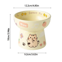 Creative Ceramic Cat Bowl Cute Large Capacity Pet High Foot Bowl Anti Tipping Non-slip Pet Drinking Feeder Kitten Puppy - PeticaDeals