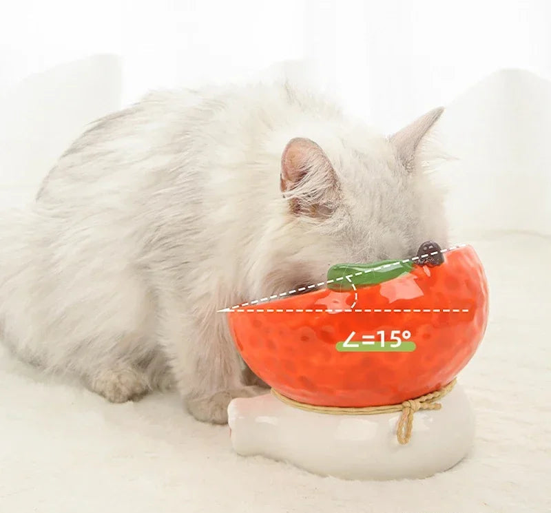 Creative Ceramic Food Bowl Protects Cervical Vertebrae from Overturning Eating Dog Cat - PeticaDeals