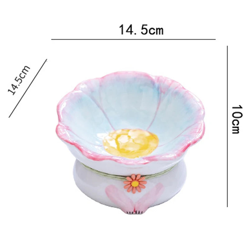 Creative Ceramic Protection for Cervical Spine Anti-Tipping High-Legged Flower-Shaped Dog Cat - PeticaDeals