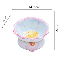 Creative Ceramic Protection for Cervical Spine Anti-Tipping High-Legged Flower-Shaped Dog Cat - PeticaDeals