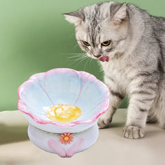 Creative Ceramic Protection for Cervical Spine Anti-Tipping High-Legged Flower-Shaped Dog Cat - PeticaDeals