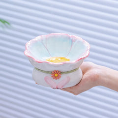 Creative Ceramic Protection for Cervical Spine Anti-Tipping High-Legged Flower-Shaped Dog Cat - PeticaDeals