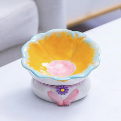 Creative Ceramic Protection for Cervical Spine Anti-Tipping High-Legged Flower-Shaped Dog Cat - PeticaDeals