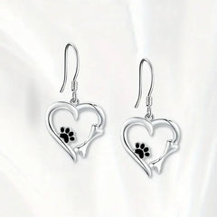 Creative Cute Dog Footprint Design Heart Shape Women Pendant Earrings - PeticaDeals