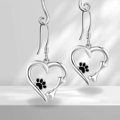 Creative Cute Dog Footprint Design Heart Shape Women Pendant Earrings - PeticaDeals